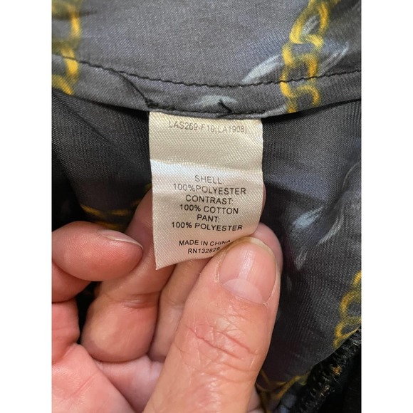 L'Academie Womens The Long Sleeve Bodysuit Chain Print Size S Black/Gold - Picture 11 of 12